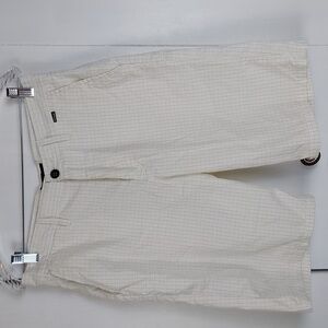 Hurley| Mens Cream Checkerd Pocket Casual Shorts Preppy Neutral Cotton  Sz.30